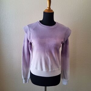 Monrow Tie Dye Ruffle Pullover Sweatshirt Size XS Purple New